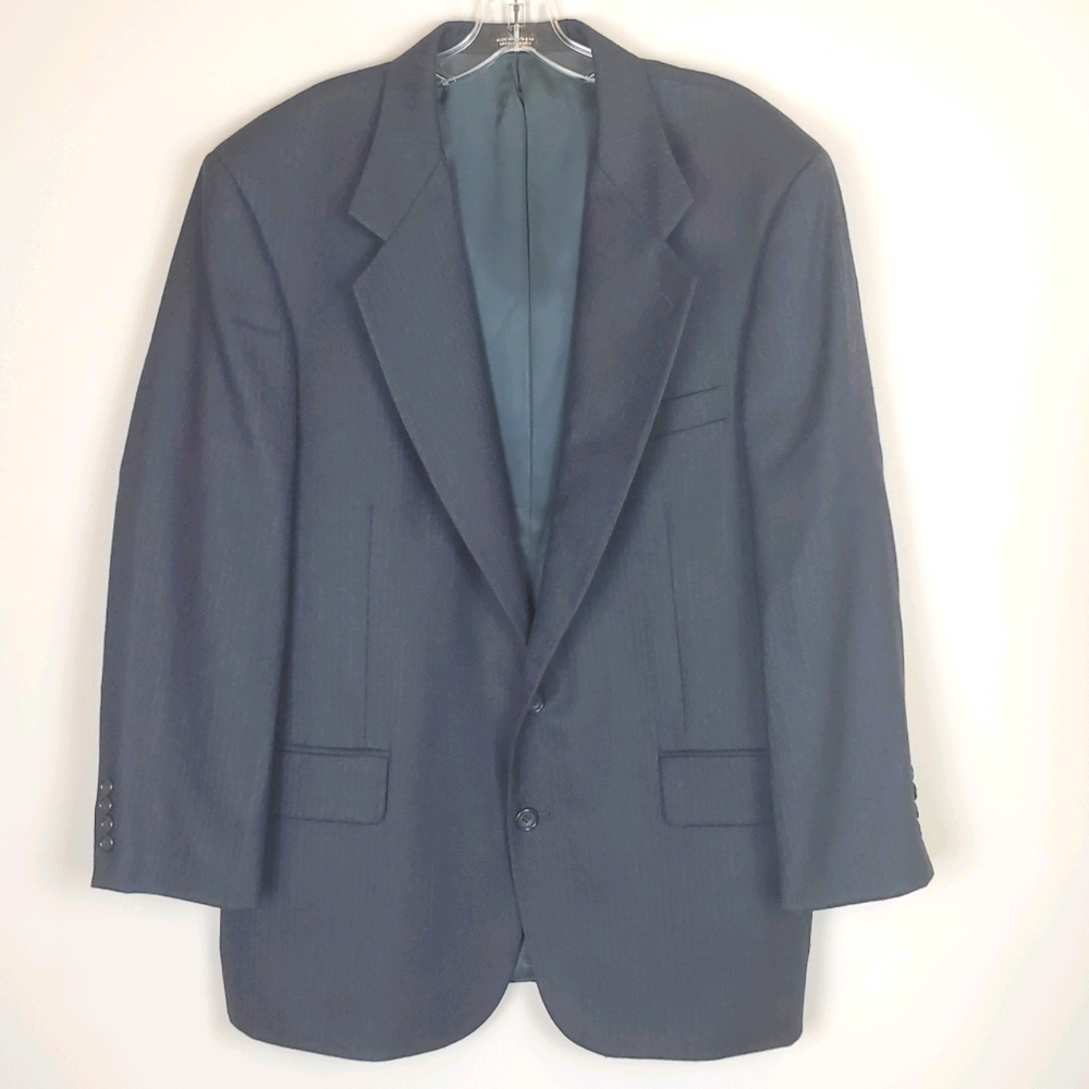 Oscar de la Renta Navy Herringbone Jacket